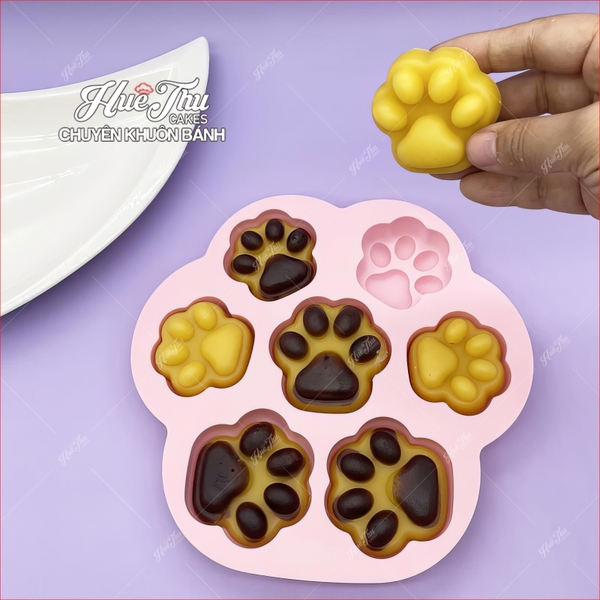 Khuôn silicon Bàn Chân Mèo A19 (vỉ 7 hình) làm bánh rau câu 3D 4D nhấn xôi, fondant, socola, nến hanmade
