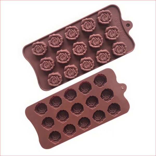 Khuôn silicon Hoa Hồng A114 (vỉ 15 hình) làm bánh rau câu 3D 4D nhấn xôi, fondant, socola, nến hanmade