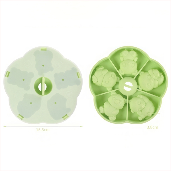 Khuôn silicon Gấu Trúc A71 (vỉ 5 hình) làm bánh rau câu 3D 4D nhấn xôi, fondant, socola, nến hanmade