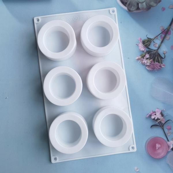 Khuôn silicon Hình Trụ Tròn A27 (vỉ 6 hình) làm bánh rau câu 3D 4D nhấn xôi, fondant, socola, nến hanmade