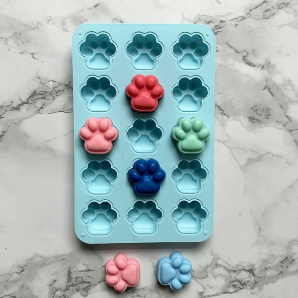 Khuôn silicon Bàn Chân Mèo A26 (vỉ 15 hình) làm bánh rau câu 3D 4D nhấn xôi, fondant, socola, nến hanmade