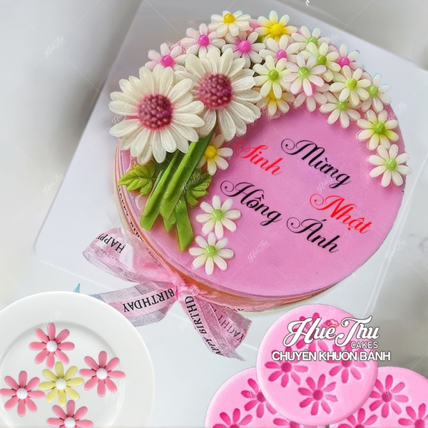 Khuôn silicon Cúc dại B69 làm bánh rau câu 3D 4D nhấn xôi, fondant, socola, nến hanmade