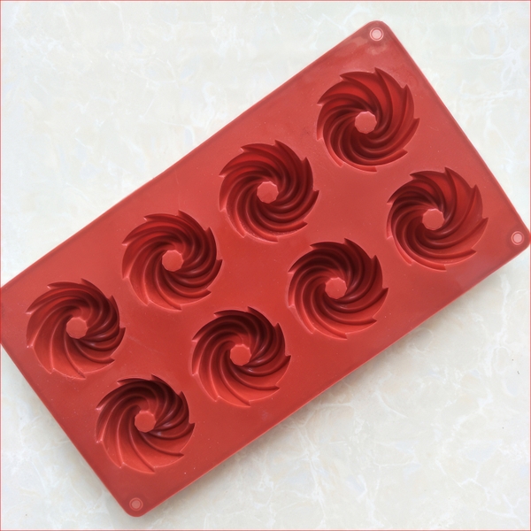 Khuôn silicon Lốc Xoáy A48 (vỉ 8 hình) làm bánh rau câu 3D 4D nhấn xôi, fondant, socola, nến hanmade