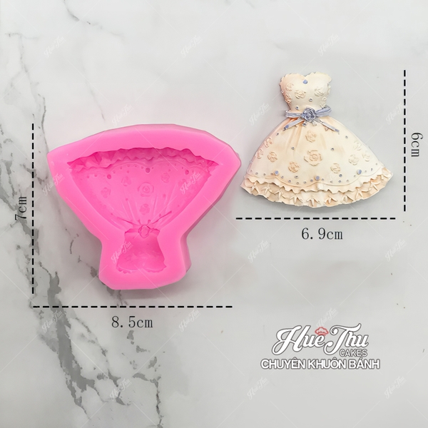Khuôn silicon Váy Búp Bê A8 6.9cm làm bánh rau câu 3D 4D nhấn xôi, chè trôi nước, socola, nến hanmade