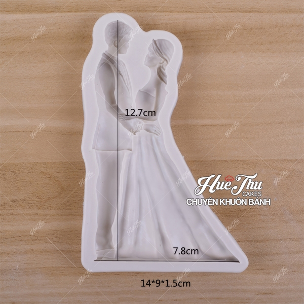 Khuôn silicon Cô Dâu Chú Rể 10x7cm làm bánh rau câu 3D 4D nhấn xôi, fondant, socola, nến hanmade