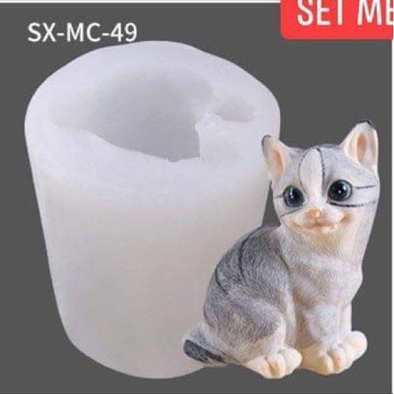 Khuôn silicon con Mèo làm bánh rau câu 3D 4D nhấn xôi, fondant, socola, nến hanmade