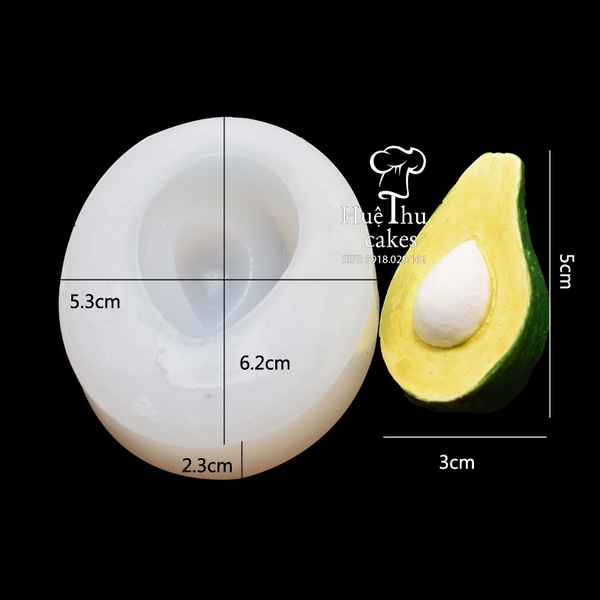 Khuôn silicon Trái Bơ làm bánh rau câu 3D 4D nhấn xôi, fondant, socola, nến hanmade