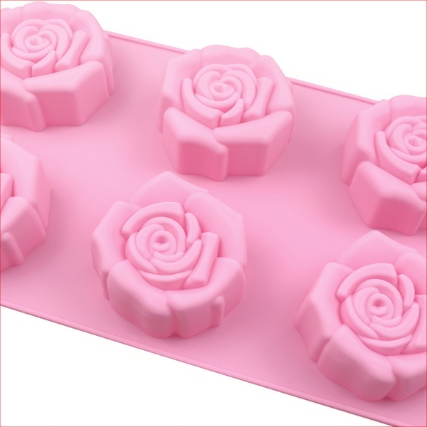 Khuôn silicon Hoa Hồng A113 (vỉ 6 hình) làm bánh rau câu 3D 4D nhấn xôi, fondant, socola, nến hanmade