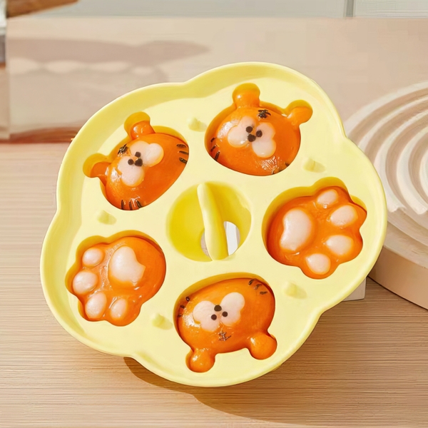 Khuôn silicon Bàn Chân Hổ, Mặt Hổ A70 (vỉ 5 hình) làm bánh rau câu 3D 4D nhấn xôi, fondant, socola, nến hanmade
