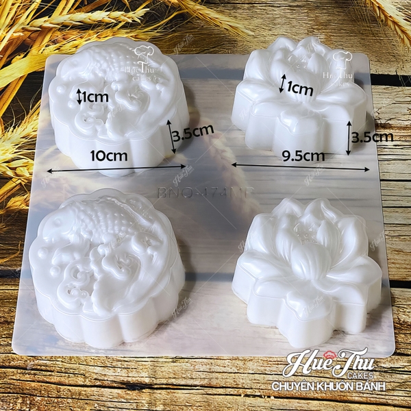 Khuôn rau câu, nhấn xôi Cá Chép, Hoa Sen (vỉ 4 khuôn) làm bánh rau câu, ép xôi