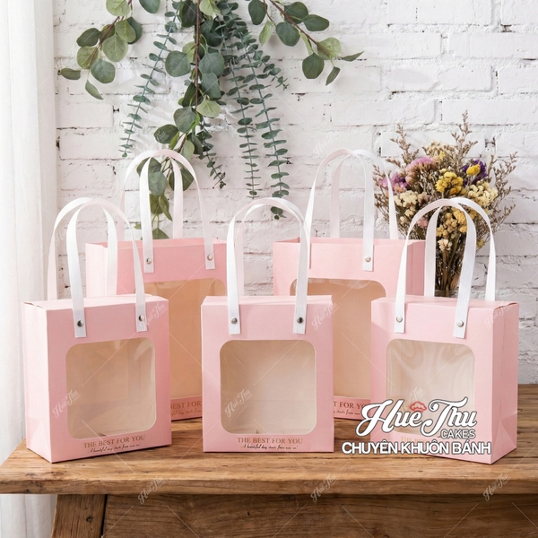 Túi Giấy Đựng Quà Cửa Sổ (1/5 túi) 14/18/21cm HC7, túi đựng quà tặng, đựng bánh các loại