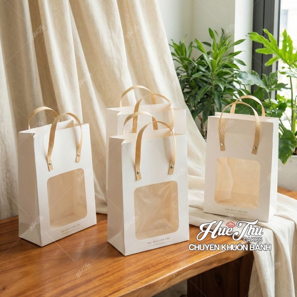 Túi Giấy Đựng Quà Cửa Sổ (1/5 túi) 14/18/21cm HC7, túi đựng quà tặng, đựng bánh các loại