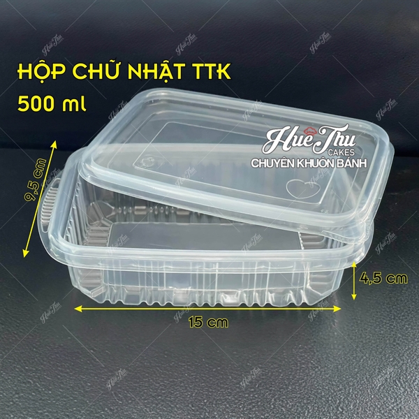 Hộp nhựa chữ nhật sọc TTK trong (10 cái) có nắp đựng thực phẩm, rau câu