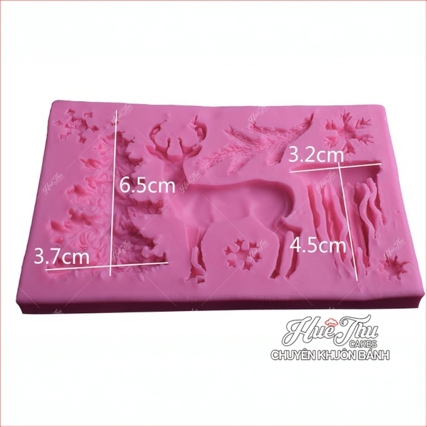 Khuôn silicon Cây Thông, Hươu Giáng Sinh, Bông Tuyết, Vành Tuyết làm bánh rau câu 3D 4D nhấn xôi, fondant, socola, nến hanmade