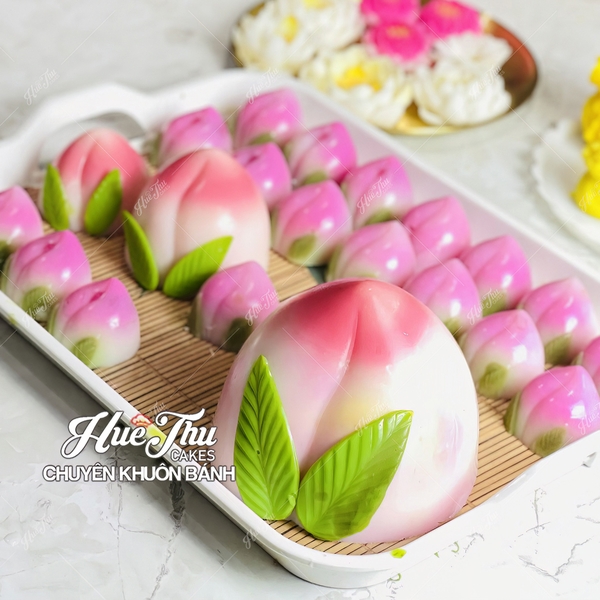 Khuôn Trái Đào (2 trái lớn) làm bánh rau câu 3D 4D nhấn xôi, fondant, socola, nến hanmade
