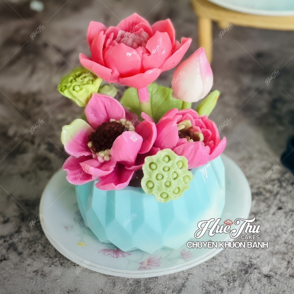 Khuôn silicon Hoa Sen A243 (set 6 khuôn) làm bánh rau câu 3D 4D nhấn xôi, fondant, socola, nến hanmade