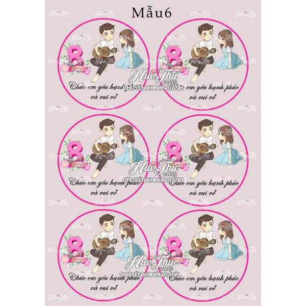 Tấm Decal Trong chủ đề Phụ Nữ - Tình Yêu, chữ dán tem dán lên bánh trang trí bánh rau câu tiện lợi (nhiều mẫu)