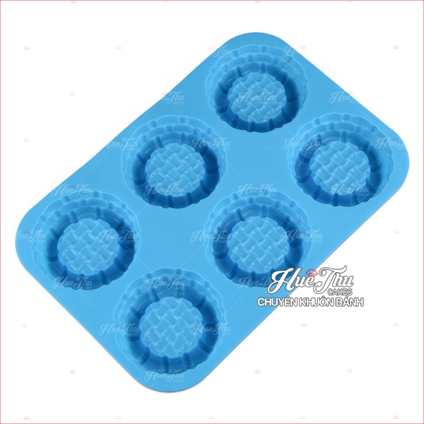 Khuôn silicon Đế Đan Viền (vỉ 6 ô / mỗi ô 9cm) làm bánh rau câu 3D 4D nhấn xôi, fondant, socola, nến hanmade