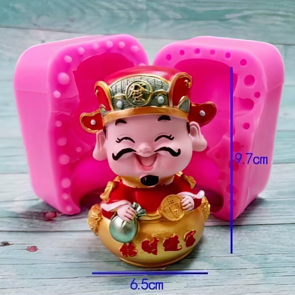 Khuôn silicon Ông Thần Tài làm bánh rau câu 3D 4D nhấn xôi, fondant, socola, nến hanmade
