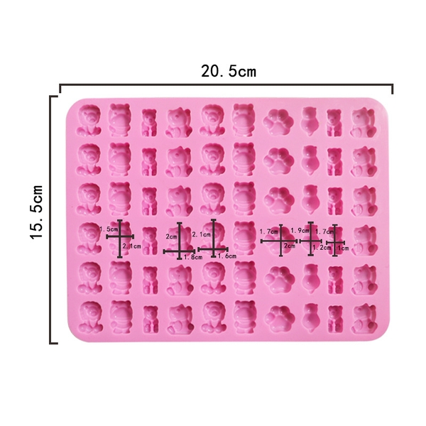 Khuôn silicon kẹo chip hình Sư Tử, Gấu, Hà Mã, Dấu Chân (vỉ 60 hình) làm kẹo dẻo, chip chip, rau câu mini, thạch trà sữa