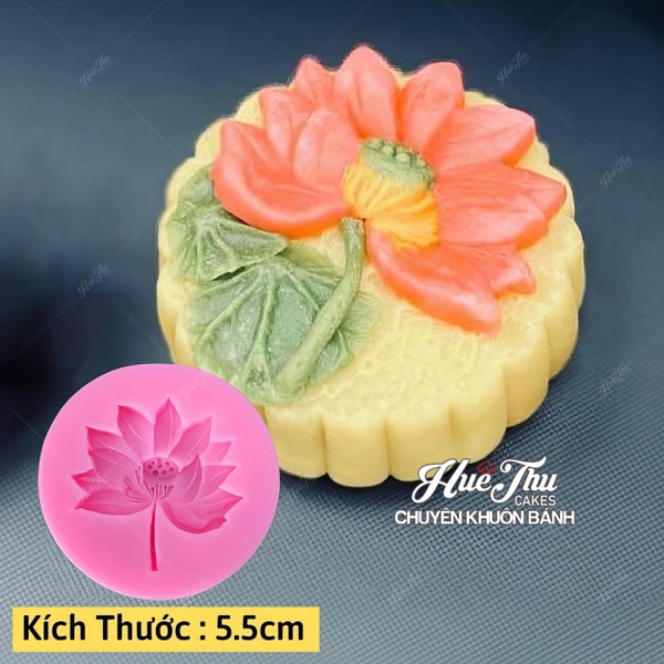Khuôn silicon Mặt Hoa Sen S15 5.5cm làm bánh rau câu 3D 4D nhấn xôi, chè trôi nước, socola, nến hanmade