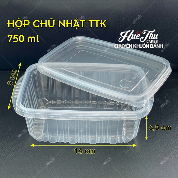 Hộp nhựa chữ nhật sọc TTK trong (10 cái) có nắp đựng thực phẩm, rau câu