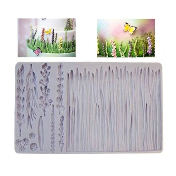 Khuôn silicon hoa Lavender 19.5x10cm ốp viền bánh rau câu 3D, 4D