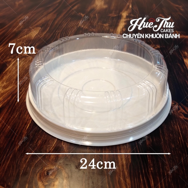 Hộp nhựa đựng bánh hình tròn 24cm H122 cao 7/9/13cm (10 hộp) đựng xôi, bánh