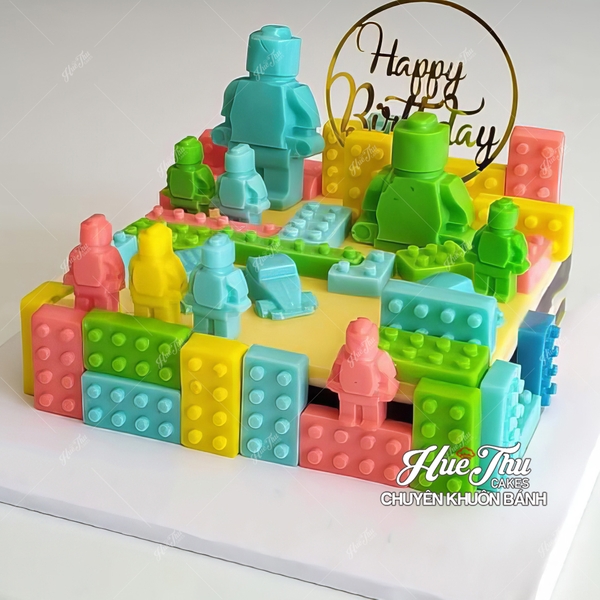 Khuôn silicon Lego Lắp Ráp làm bánh rau câu 3D 4D nhấn xôi, fondant, socola, nến hanmade