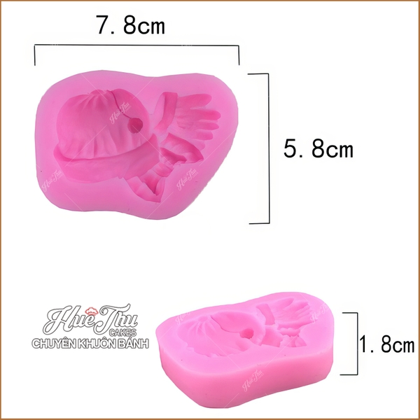 Khuôn silicon Mũ Len, Găng Tay, Nơ làm bánh rau câu 3D 4D nhấn xôi, fondant, socola, nến hanmade