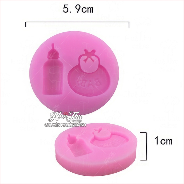 Khuôn silicon Bình Bú, Khăn Yếm làm bánh rau câu 3D 4D nhấn xôi, fondant, socola, nến hanmade