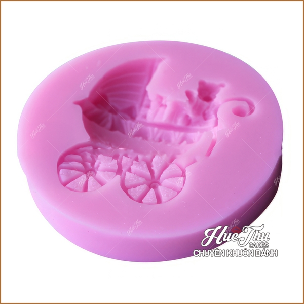 Khuôn silicon Xe Nôi (1 mảnh) làm bánh rau câu 3D 4D nhấn xôi, fondant, socola, nến hanmade