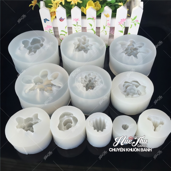 Bộ khuôn silicon Xương Rồng Sen Đá (11 khuôn lớn) làm bánh rau câu 3D 4D nhấn xôi, fondant, socola, nến hanmade