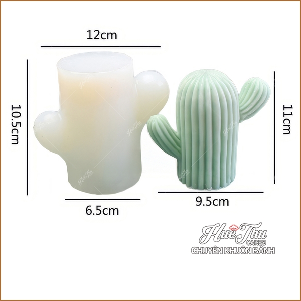 Khuôn silicon Xương Rồng đứng 2 chĩa làm bánh rau câu 3D 4D nhấn xôi, fondant, socola, nến hanmade