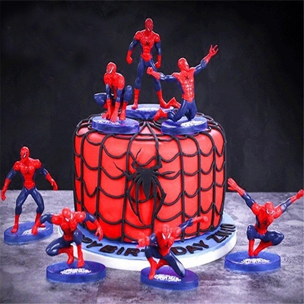 Người nhện, siêu nhân nhện (7 cái) bằng nhựa trang trí bánh sinh nhật, bánh rau câu