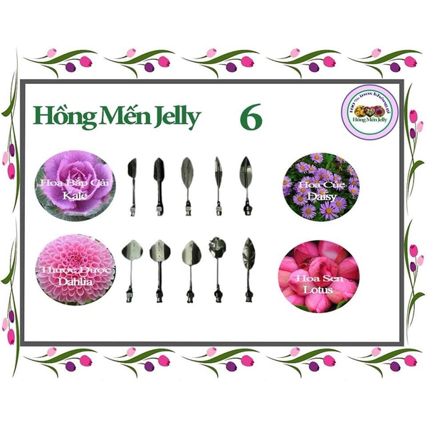 Kim làm thạch rau câu 3D Hoa Bắp Cải, Hoa Cúc, Thược Dược, Hoa Sen (bộ 10 kim SET 28)