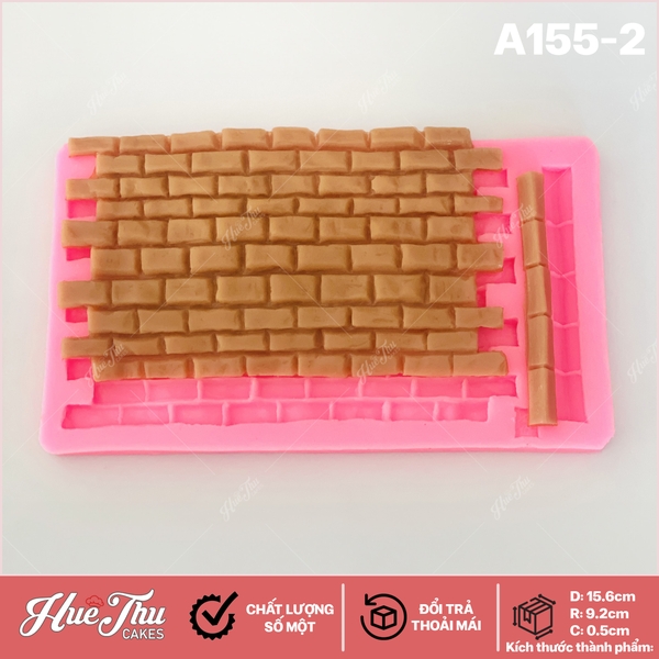 Khuôn silicon Tường Gạch A155 làm bánh rau câu 3D 4D nhấn xôi, fondant, socola, nến hanmade