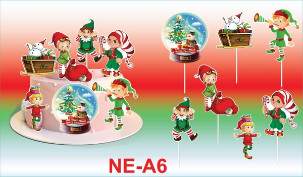 Que cắm Giáng sinh (6 chi tiết) trang trí bánh rau câu, bông lan... dịp Noel