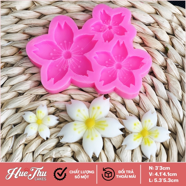 Khuôn silicon Hoa Anh Đào A130 làm bánh rau câu 3D 4D nhấn xôi, fondant, socola, nến hanmade