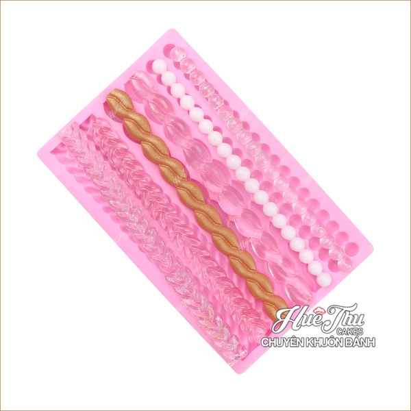 Khuôn silicon hình Dây Thừng, Chuỗi Hạt làm bánh rau câu 3D 4D nhấn xôi, fondant, socola, nến hanmade