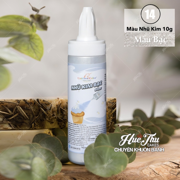 Màu phun nhũ kim Unicorn Vàng/Bạc/Đồng 10g làm bánh