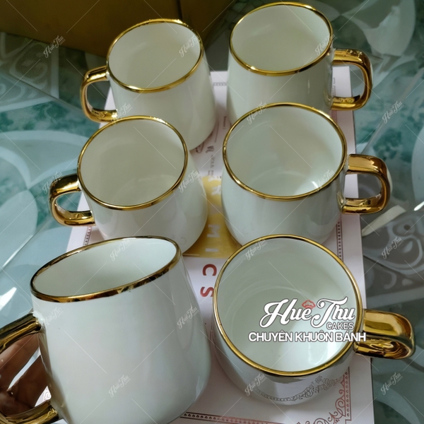 Ly Sứ Đựng Nước Viền Vàng bày mâm thôi nôi - ly cốc sứ đựng nước, trà trang trí đồ ăn, bàn tiệc, mâm cúng