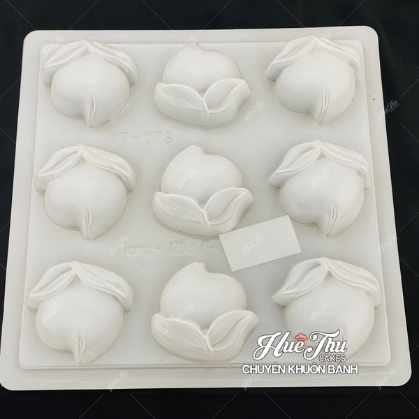 Khuôn rau câu Trái Đào (vỉ 9 trái) làm bánh rau câu 3D 4D nhấn xôi, fondant, socola, nến hanmade