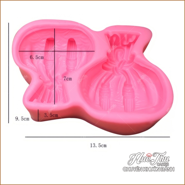 Khuôn silicon Túi Vàng Thắt Nơ (1 cặp) làm bánh rau câu 3D 4D nhấn xôi, fondant, socola, nến hanmade