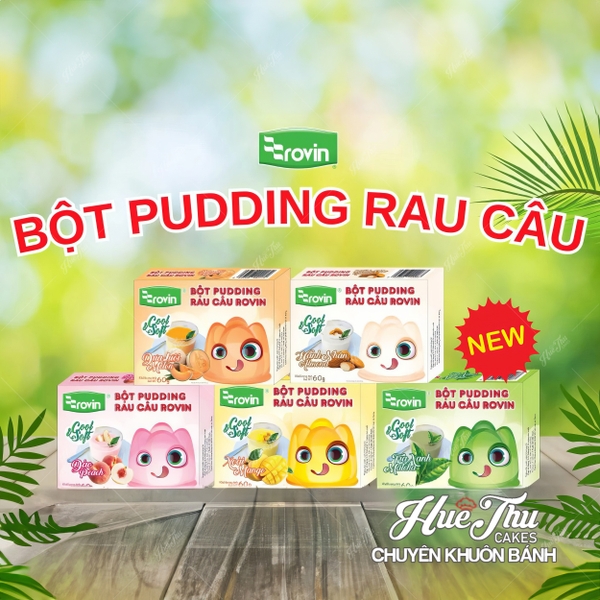 Bột Pudding Rau Câu Rovin hương Xoài/Dưa Lưới/Hạnh Nhân/Trà Xanh/Đào