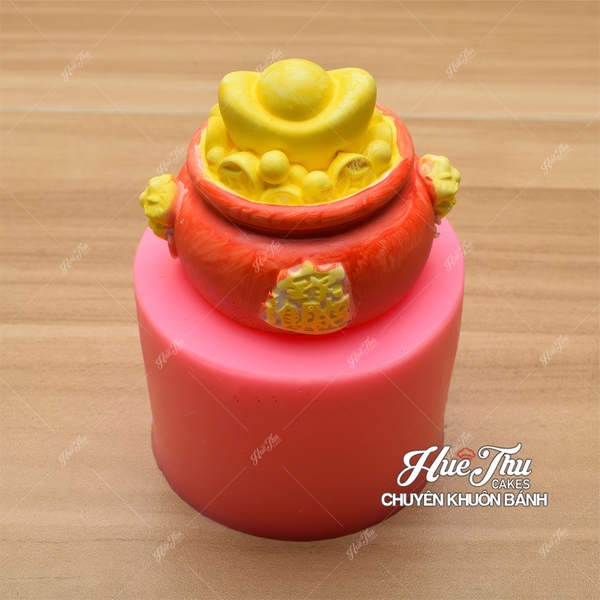 Khuôn silicon Hũ Vàng nhỏ (có thỏi vàng) Tạo Hình 3D/4D Đa Dụng