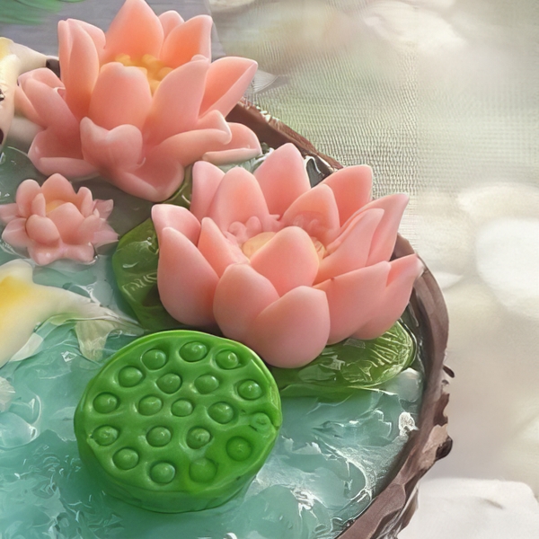 Khuôn silicon hoa Sen trung 8cm làm bánh rau câu 3D 4D nhấn xôi, fondant, socola, nến hanmade