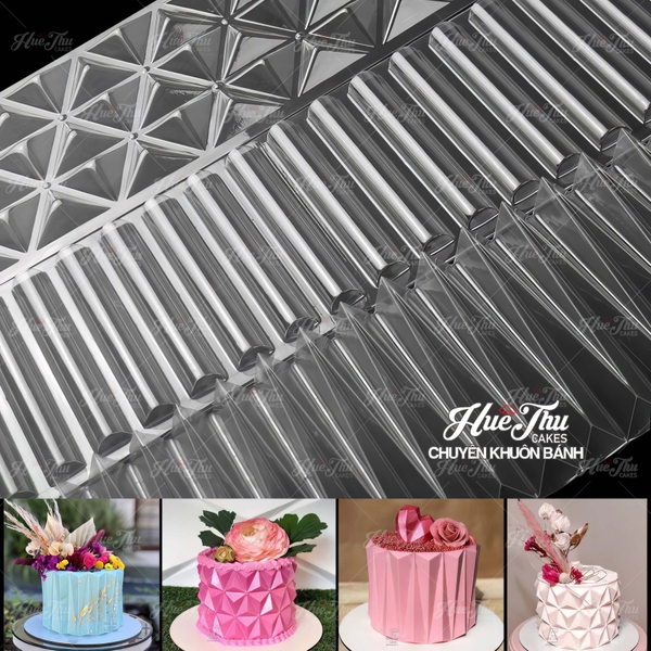 Khuôn nhựa Đá Kim Cương tam giác dài ốp viền cho bánh rau câu 3D, 4D