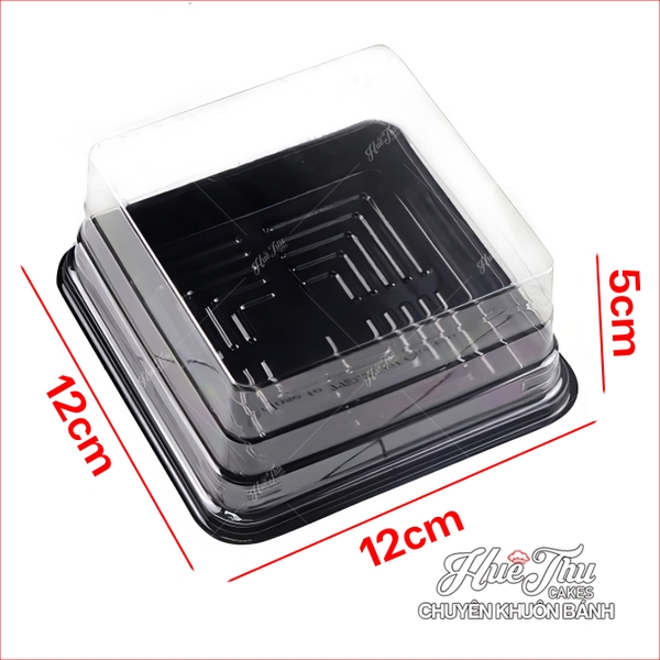 Hộp đựng bánh vuông 12x12cm đế đen, vàng, trắng cao 5/7.5cm (10 cái) đựng bánh rau câu, bông lan, Trung Thu
