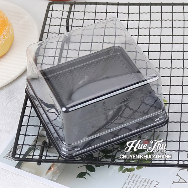 Hộp đựng bánh vuông 12x12cm đế đen, vàng, trắng cao 5/7.5cm (10 cái) đựng bánh rau câu, bông lan, Trung Thu